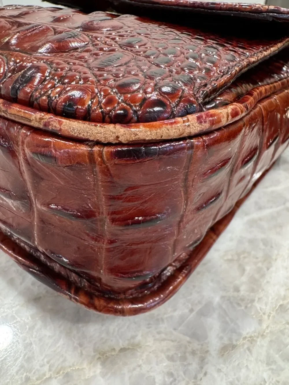 Brahmin Cleo Pecan Melbourne Croc-embossed Crossbody Bag